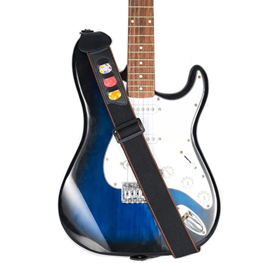 7Pcs/Set Guitar Strap Black PU - đánh giá và giá Musical Instrument Gif